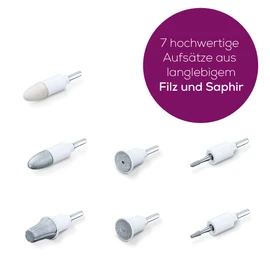 Beurer MP 44 Replacement Kit for the MP 44 Manicure / Pedicure Machine, 7 Different High-Quality Felt and Sapphire Sanding Attachments, Hand and Foot Care