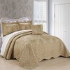 Home Soft Things Damask 4 Piece Bedspread Set,Scalloped Edge Reversible