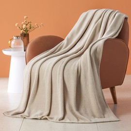 BEAUTEX Fleece Blanket King Size Super Soft Flannel Throw Blanket Lightweight Fuzzy Plush Blanket for Couch Sofa or Bed All Seasons (Ivory, 108" x 90")