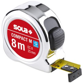 Sola 50520801 Compact M CO 8" Magnet Tape Measure, Grey, 8 m