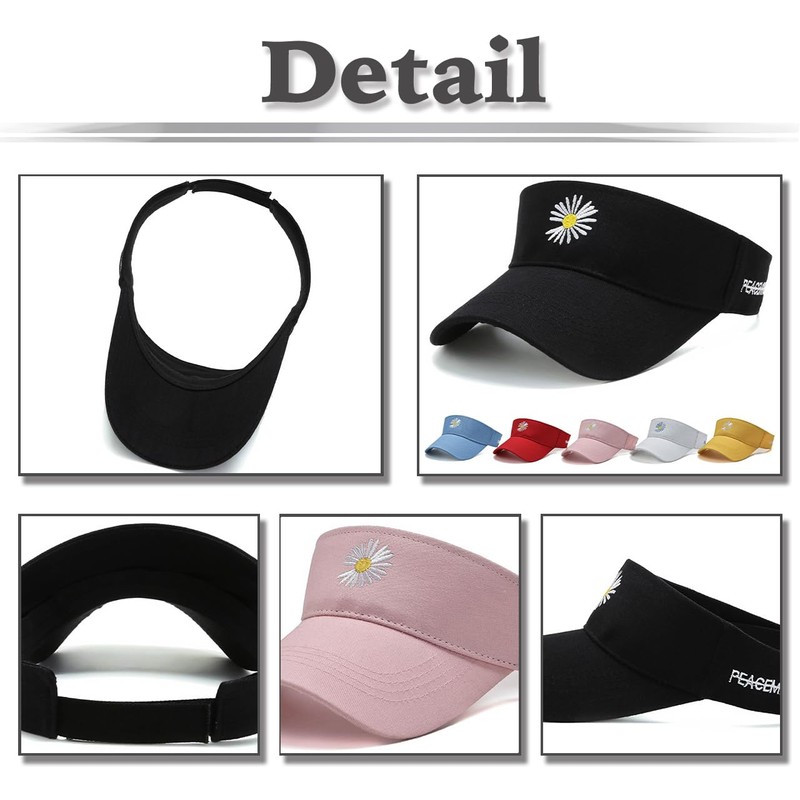 White Fang CZA048 Women's Sun Visor, Flower Embroidery, Trendy, Summer