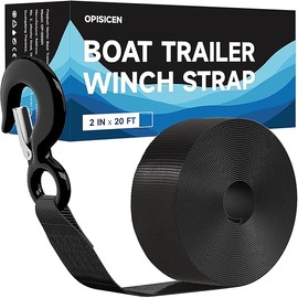 Boat Trailer Winch Strap with Hook 2" x 20'- 10,816lbs Breaking Strength Heavy Duty Hand Crank Strap Replacement for Boat and Jet Ski, Automotive Towing Boat Trailer Strap
