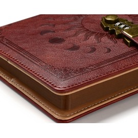 ZXHQ Lockable Journal for Women & Men, A5 240 Pages Secret Diary with Lock for Girls, Vintage Edge Design, with Pen, Refillable Leather Journal Writing Notebook, Size A5(8.5 × 5.9 Inch) Brown