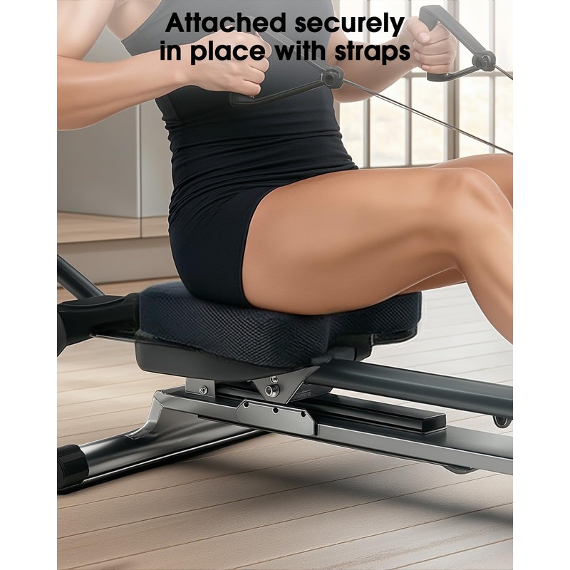 Rowing Machine Seat Cushion, Memory Foam Pad with Anti-Slip Straps