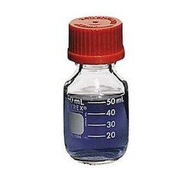 Pyrex Media Storage Bottle w/Screw Cap, 25 mL; 10/CS