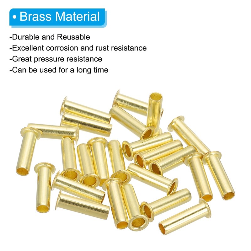 PATIKIL Brass Compression Insert, 25 Pcs 6mm OD x 4mm