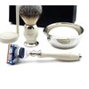4 Pc Mens Shaving Kit 5 Edge Razor With Synthetic