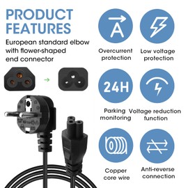 Charging Power Cable for Ninebot E-Scooter MAX G30 G30D G30D2 F65D Angled Plug Robust Charging Port Without Internal Charger Highly Conductive Copper Cores for Ninebot Device E-Scooter Accessories 1.5