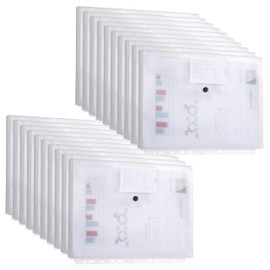 DATEFUN Document Wallet A4 Pack of 20, Three-Dimensional Document Folder A4, Transparent Portfolio Folder A4 with Binder Holes and Label Pocket, Holds 300 Papers (White)