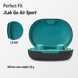 Geiomoo Silicone Case Compatible with JLab Go Air Sport, Protective Cover (Black)