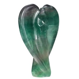 KYEYGWO Fluorite Crystal Praying Angel Figurine Guardian Angel Wings Statue for Home Decor, Blessing Protection Stone Memorial Sympathy Gifts