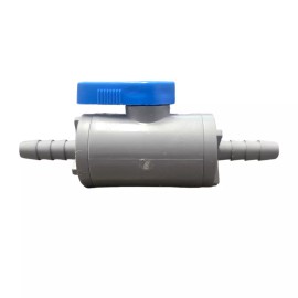 smc 1/4" Barb PVC Ball Valve Inline, Seat Material: Buna-N 6380390