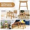 Giantex Teak Wood Shower Bench - Waterproof Shower Stool with