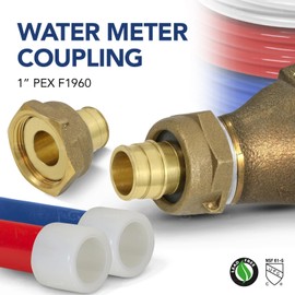Supply Giant Brass 1" PEX x 1-1/4" FIP Water Meter Coupling, Press x Pex-A Connection, NPC & UPC Approved