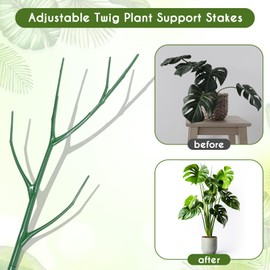 Cinnvoice 12 Pack 39.37" Stackable Plant Support Stakes Plant Support for Indoor Outdoor Green Twig Plant Sticks with Extension Poles Plastic Branch Trellis for Climbing Potted Flower Monstera