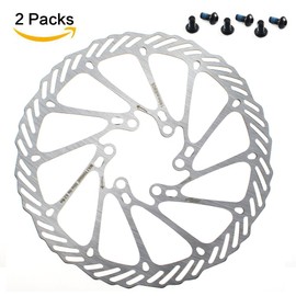 CYSKY 160mm Disc Brake Rotor 2 Packs Stainless Steel Bike Disc Brake Rotor 6 Bolts for Most Bicycle Road Bike Mountain Bike BMX MTB (Include 12 Screws)