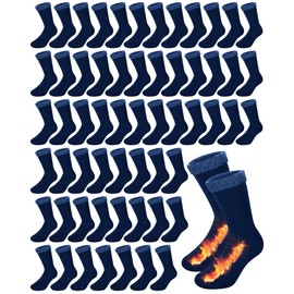 Henoyso 24 Pairs Thermal Socks Bulk Socks Thick Winter Socks Unisex Medium Socks for Men Women Homeless Care Package (Blue)