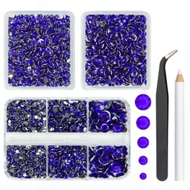 qiipii 3 Boxes 5070PCS Purple Violet Resin Crystal Rhinestones for Crafting 2mm 3mm 4mm 5mm 6mm Purple Blue Flatback Stones Non-Hotfix Gems Diamonds Charms for Nails Eyes Face Makeup Tumblers Crafts
