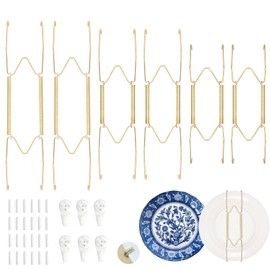6 Pack Plate Hangers for The Wall, 6/8/10 Inch Invisible Stainless Steel Wall Plate Hangers for 5 to 10.5 Inch Plates for Decorative Antique Arts Display (Gold)
