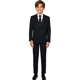 Black n Bianco Boys Black Tuxedo Suit with Tie Young Boys Youth Size 2T