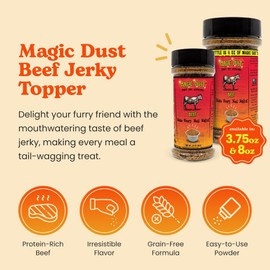 Wild Meadow Farms - Magic Dust Beef Jerky Topper, Single Protein Pet Food Topper for Dogs and Cats, Enhance Flavor & Elevate Mealtime Excitement for Picky Eaters - 3.5 Ounce Bottle in Beef Flavor