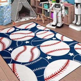 Baseball Rug for Bedroom - Baseball Rug for Boys Kids Room Sports Carpet Rugs Sports Area Rugs, 3'×5'