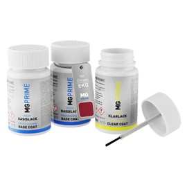 MG PRIME Autolack Lackstift Set für Citroen EKQ Rouge Lucifer Nacre/Luzifer Rot Metallic Grundlack Basislack Klarlack je 50ml