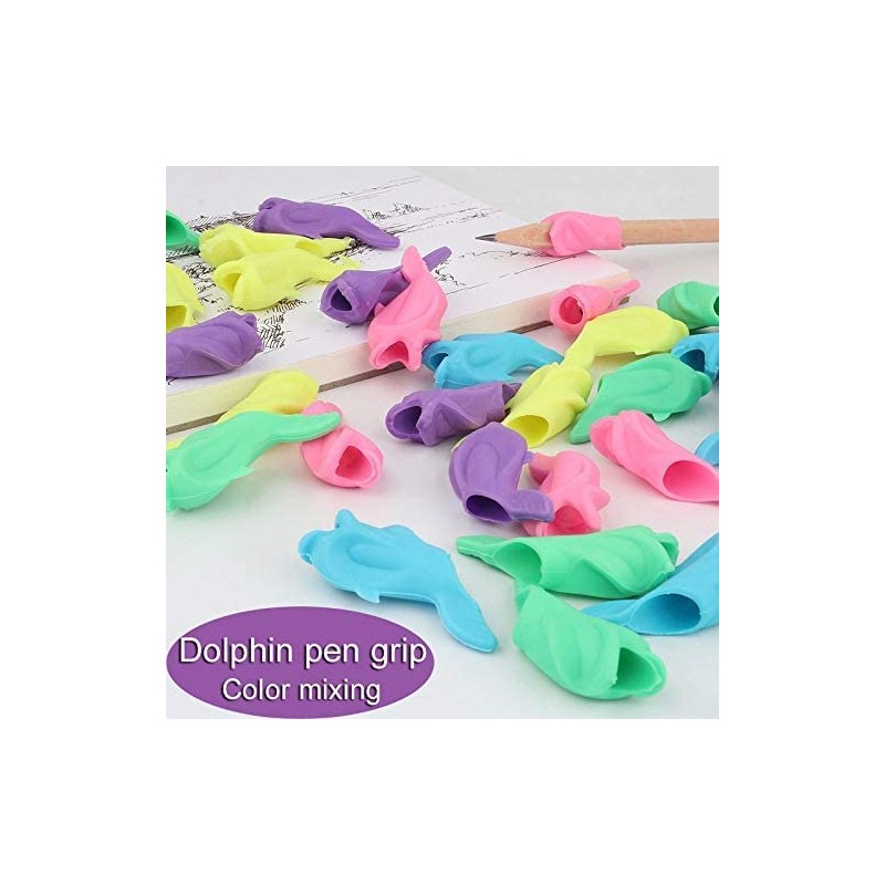 LATRAT 12 Pieces Writing Aid Grip, Posture Correction Dolphin Style