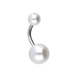 PIERCINGLINE Titanium Belly Button Piercing | Synthetic Pearls | Banana Banana Bell | Choice of Colours and Sizes, Titanium