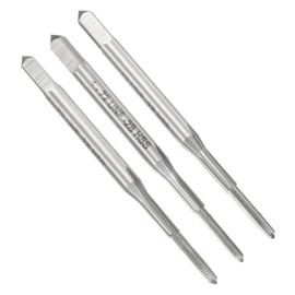 sourcing map 3pcs Hand Tap Set, #1-72 UNF Taper/Plug/Bottom Thread Screw Taps, High Speed Steel Hand Threading Tapping Tool Kit