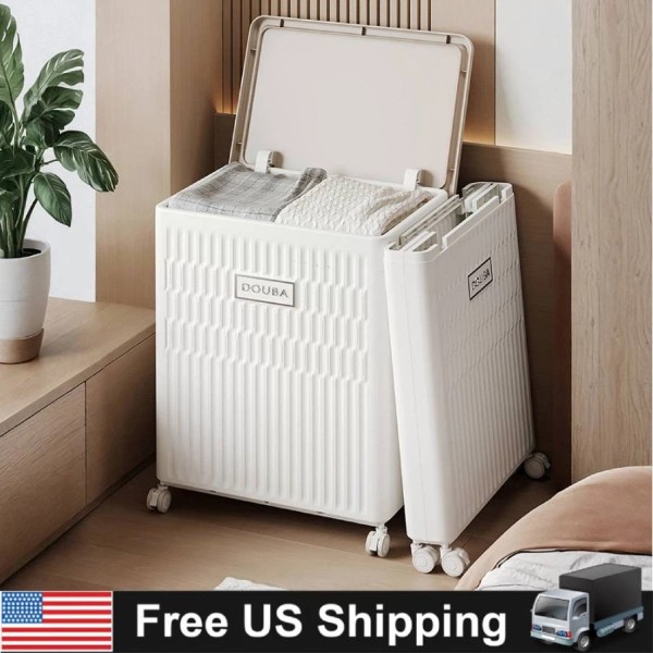 Unbranded 108L Foldable Laundry Hamper Rolling Laundry Basket Cart with