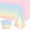 QUERICKY 4 Pack Pastel Rainbow Tablecloths, 220x130cm Rectangle Pastel Rainbow