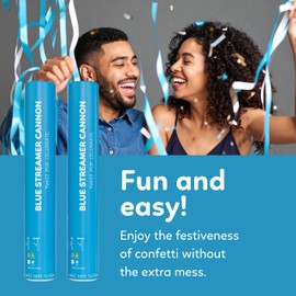 2 Pack Streamer Cannon Confetti Poppers | Biodegradable Blue Confetti | TUR Party Supplies | Launches Up to 25ft | Giant (12 in) | Party Poppers for Graduation, Birthdays, Weddings, and Memorial Day
