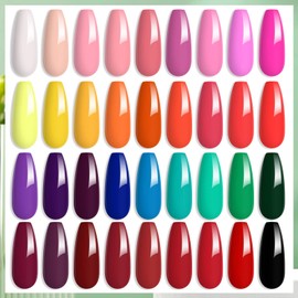 Saviland 36 Colors Gel Nail Set, 0.3 fl oz (8 ml), Color Gel Set, 15 Nail Brushes, DIY Nail Art Design, UV/LED Compatible, Drawing Nail Brush for Nail Salon, 36 Colors x 8 ml