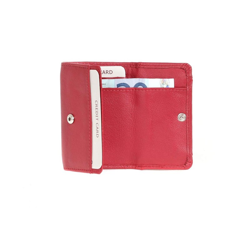 LEAS Small Men's and Women's wallet, Genuine Leather, red Mini-Edition''