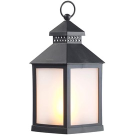 Lunartec Garden Lantern: LED Lantern with Realistic Flame Play and Timer, Black (LED Lantern Outdoor, LED Lantern with Timer for Outdoors, Garden Decoration Lighting)