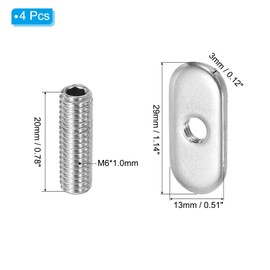 PATIKIL T Slot Bolt Replacement 316 Stainless Steel Kayak Rail Track Screws Mini Rail Bolts 4 Pack Hardware Gear Mount M6x20mm Thread Screws for Canoe Boat Kayak