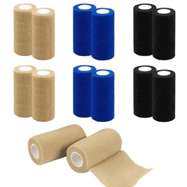 GothicBride 12 Roll Selbstklebender Verband, 10cmx4,5m Elastische Selbsthaftende Bandage Vliesstoff Haftbandage Selbstklebend, Fixierbinde Selbsthaftend für Unterstützung von Muskeln Bändern Gelenken