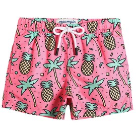 MaaMgic Boys Swim Trunks Swim Shorts Toddler Bathing Suit Quick Dry Beach Board Shorts for All Ages,Palmpineapple Pink,5-6 Years