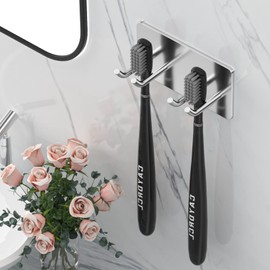 YYBO Zahnbürstenhalter Wand Zahnbürstenhalter Elektrische Zahnbürste Halterung Edelstahl Aufsteckbürsten Halter, Elektrische Zahnbürste Halter Ohne Bohren, Multifunktions Haken für Badezimmer Küche