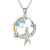 VENACOLY Mermaid Necklace Sterling Silver Moonstone Mermaid Pendant Necklace Mermaid