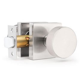 Gobrico Brushed Nickel Passage Door Knobs with Square Rosette(10 Pack), Heavy Duty Closet Door Handles Without Lock, Door Knob Sets for Hallway