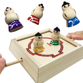 【Nostalgic Toy Introduction Set】 Tonton Sumo at Home Game Wooden Toy Folk Toy Sumo Wrestler Tabletop Game Made in Japan (Tonton Sumo)
