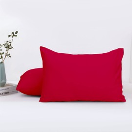 Oxford Homeware Red Pillow Cases 2 Pack Brushed Microfiber – Standard Pillowcases Fade Resistant Pillow Cover Envelope Closure Pillow Covers (50 x 75 cm)
