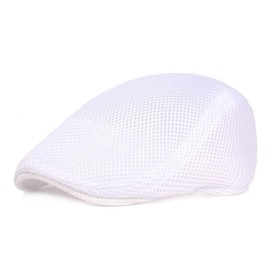 EUBUY Men's Mesh Flat Cap Breathable Summer Newsboy Hat Beret Flat Cap Cotton Ivy Cap Hat Hunting Hat White