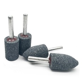 20mm Brown Corundum Stone Head Grinding Bit, 2 Different Shapes Head Mounted Stone Grinding Point with 1/4inch (6mm) Mandrel for Rotary Tool Drill (2pcs Cylinder Shape + 2pcs Cone Shape)