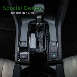Thenice for 10th Gen Civic Gear Box Trims CVT Automatic Transmission Shift Boots Panel Stickers for Honda Civic Sedan Hatchback Coupe 2021 2020 2019 2018 2017 2016 -Carbon Fiber