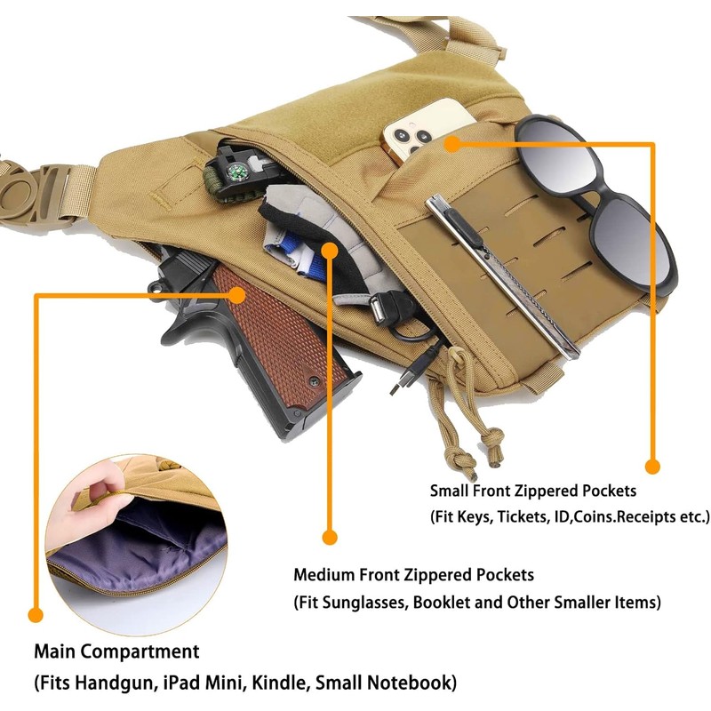Concealed Carry Sling Bag for Men, Chest Holster Bag of