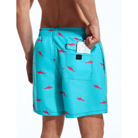 MOANOK - Traje de baño para hombre, con forro de malla de 6 pulgadas, de secado rápido, pantalones cortos de playa, trajes de baño con bolsillos, Shark Acidblue, XX-Large