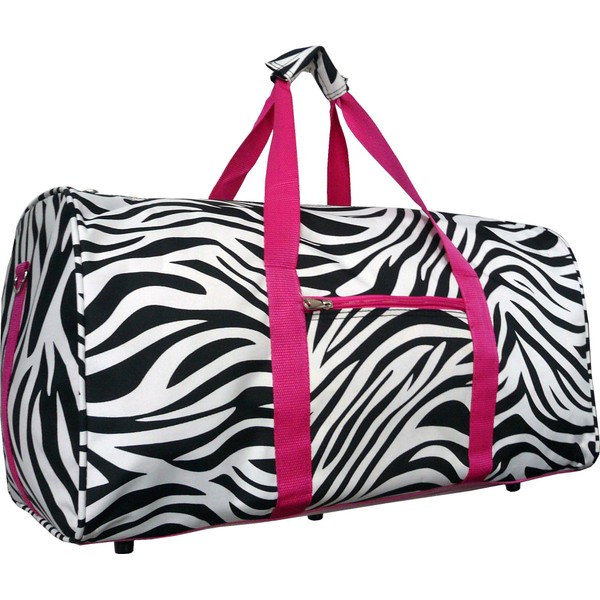 Zebra Carry On Duffle Bag w/ Pink Trim 22"